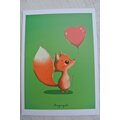 Design by Kristiina A6 Postcard The fox and the balloon