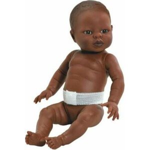 Vauvanukke, kovavartaloinen 35cm, poikanukke, tummaihoinen