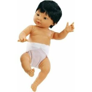 Vauvanukke, kovavartaloinen 35cm, poikanukke, aasialainen