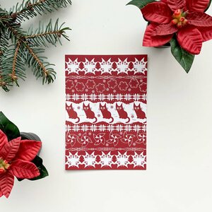 Wilhelmiina Design Mustankissan joulukortit, Pitsikuvio