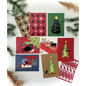 Wilhelmiina Design Mustankissan joulukortit