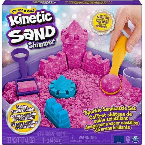 Kinetic Sand Pinkki glitter hiekkalinnasetti